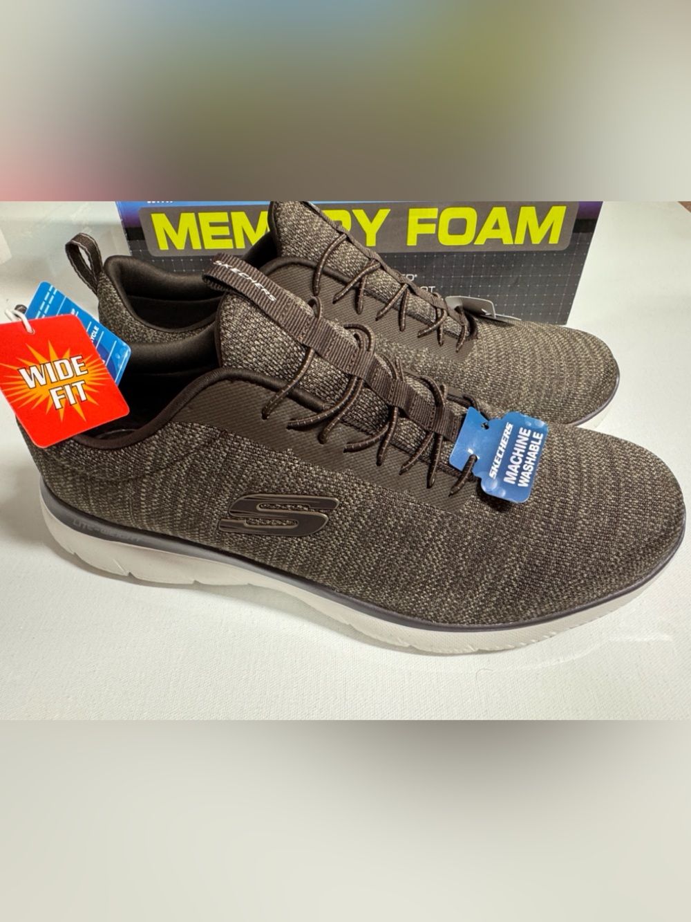 Skechers Slip On Shoes Mens 12 Brown Wide Fit